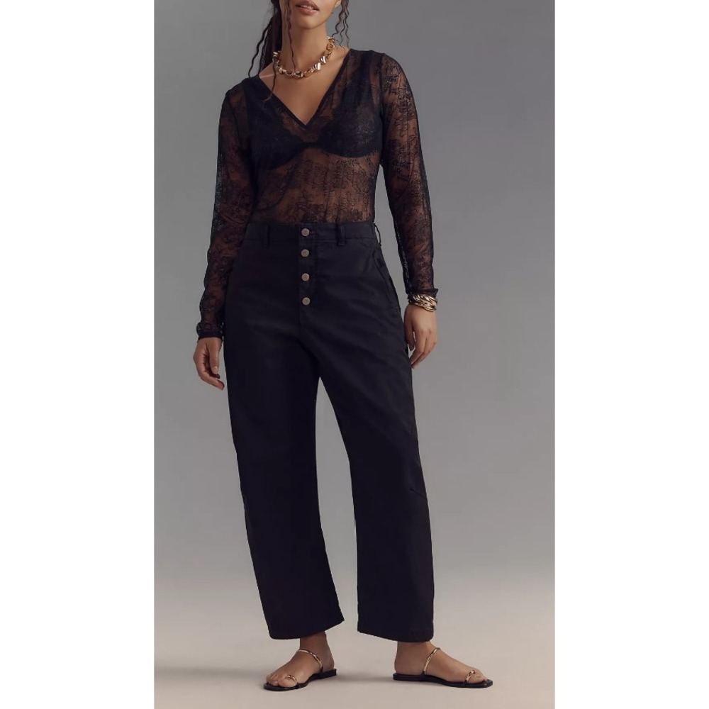 Anthropologie Pilcro Arin Barrel Pants Women US 20W Mid Rise Button Front
